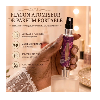 Atomiseurs de parfum rechargeables, flacons de voyage portables à motif floral.