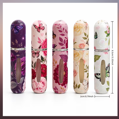 Atomiseurs de parfum rechargeables, flacons de voyage portables à motif floral.
