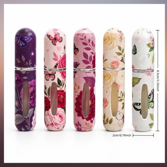 Atomiseurs de parfum rechargeables, flacons de voyage portables à motif floral.